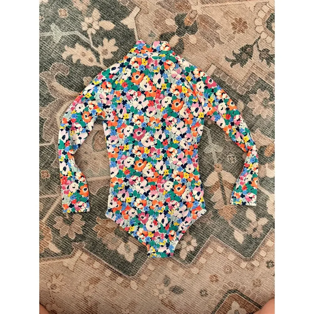 Gap Kids Girls Swimsuit XS 4 to 5 yo Floral Long Sleeve Rashguard Beach Swim